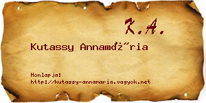 Kutassy Annamária névjegykártya