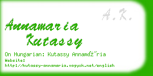annamaria kutassy business card